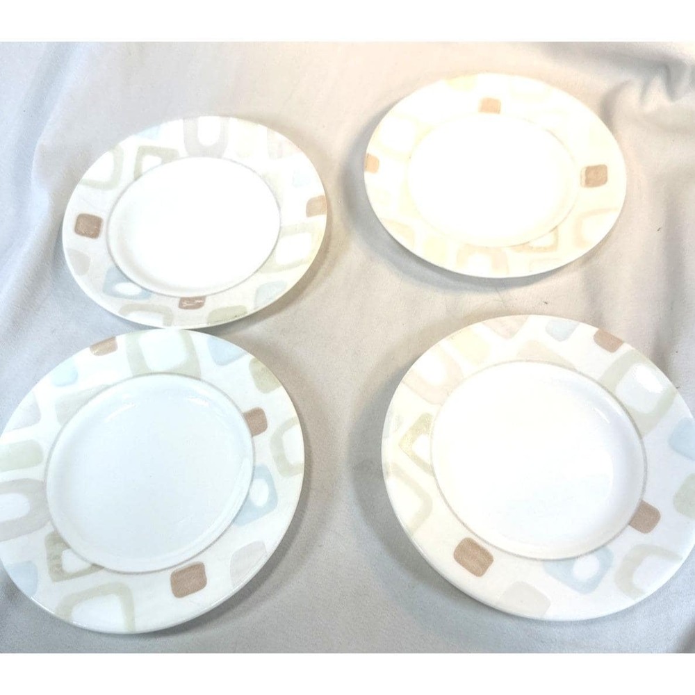 Set Of 4 Impromptu Pattern Corelle 6 Inch Bread Plates Brown/Blue/Tan